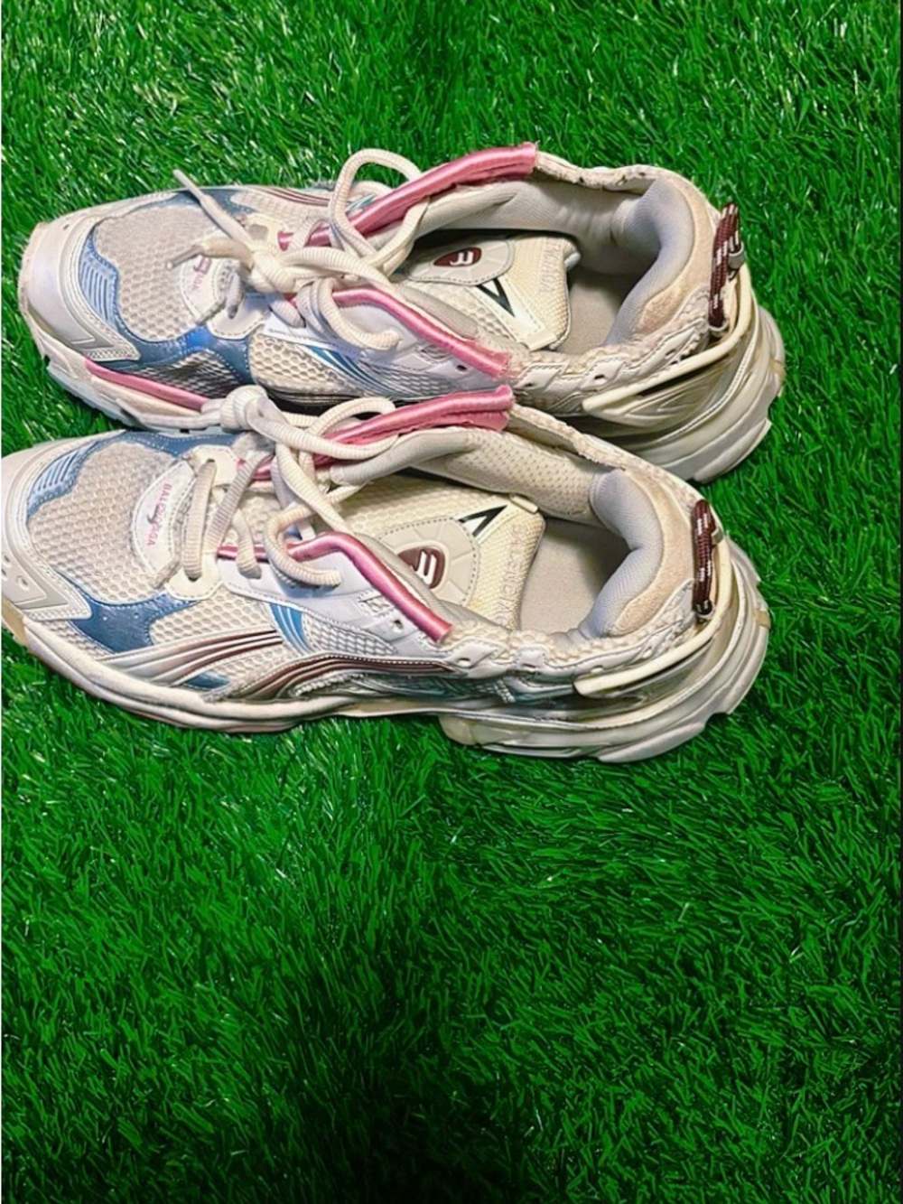 Balenciaga White Sneakers with Pink and Blue Accents - Kids
